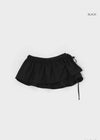 Raot shirring layered wrap skirt