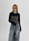 [MADE] KINNY SET - Layered Crop Long Sleeve T-shirt