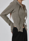 Tust two-way ribbed hooded zip-up