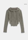 Tust two-way ribbed hooded zip-up