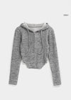 Tust two-way ribbed hooded zip-up