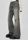 Pantalons en denim semi bootcut Huto endommagés