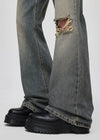 Huto damage semi bootcut denim pants