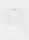 [B-BASIC] Soft U-neck Bra top Long-Sleeved T-shirt (Built-in cap)