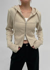 Tust two-way ribbed hooded zip-up