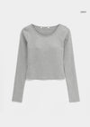 [B-BASIC] Soft U-neck Bra top Long-Sleeved T-shirt (Built-in cap)