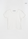 [B-BASIC] U Neck Ribbed Short Sleeve Tee 2 Size