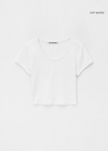 [B-BASIC] Standard U-Ausschnitt Crop Kurzarm T-Shirt (2SIZE)