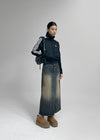 [MADE] Log Washing Long Denim Skirt