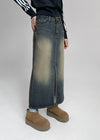 [MADE] Log Washing Long Denim Skirt