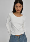 [B-BASIC] Standard V-neck Long Sleeve T-shirt