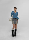 Obet Washed Denim Mini Skirt