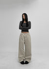 Run the wall wide folding cotton pants