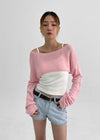 [MADE] Blonny Crop Layered Knit