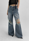 Kamshon Damage Wide Long Denim Pants