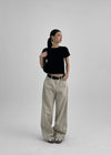 Run the wall wide folding cotton pants