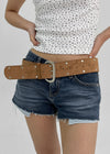 Studded suede wide belt