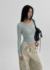 [MADE] Sheer Ultensel Round Long Sleeve T-Shirt (Tencel 86%)