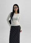 Ireto Check Long Skirt