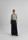 No-feather raw denim wide pants