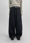 Pantalons larges en denim brut sans plumes