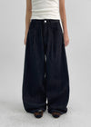 Common Raw Pintuck Wide Denim Pants