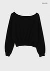 Off-Shoulder Schlitz Fleece Crop Man-to-Man