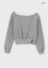 Off-Shoulder Schlitz Fleece Crop Man-to-Man