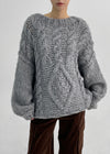 Lotuel loose fit cable knit wool 50%