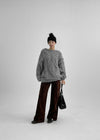 Lotuel loose fit cable knit wool 50%