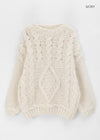 Lotuel loose fit cable knit wool 50%