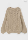 Lotuel loose fit cable knit wool 50%