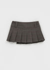 Talburn Button Check Pleated Mini Skirt