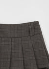 Talburn Button Check Pleated Mini Skirt