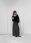 Remon Stripe Slit Banding Long Skirt