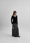 Remon Stripe Slit Banding Long Skirt