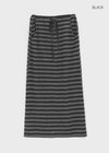 Remon Stripe Slit Banding Long Skirt