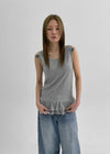 Rockydo Frill Layered Ribbed Sleeveless Tee