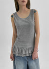 Rockydo Frill Layered Ribbed Sleeveless Tee