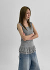 Rockydo Frill Schicht Ribbed Ärmelloses T-Shirt