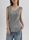 Rockydo Frill Layered Ribbed Sleeveless Tee