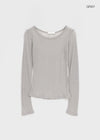 Jarvent U-neck Tencel Long-sleeved T-shirt (30% wool)