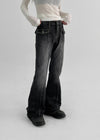 Solua Pocket Incision Boot Cut Denim Pants