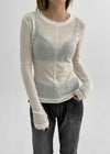 High-on Cut See-through Tencel Long Sleeve T-shirt (30% wool)