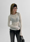 High-on Cut See-through Tencel Long Sleeve T-shirt (30% wool)