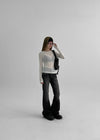 High-on Cut See-through Tencel Long Sleeve T-shirt (30% wool)