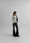 High-on Cut See-through Tencel Long Sleeve T-shirt (30% wool)