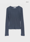 High-on Cut See-through Tencel Long Sleeve T-shirt (30% wool)