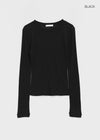 High-on Cut See-through Tencel Long Sleeve T-shirt (30% wool)