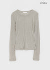 High-on Cut See-through Tencel Long Sleeve T-shirt (30% wool)